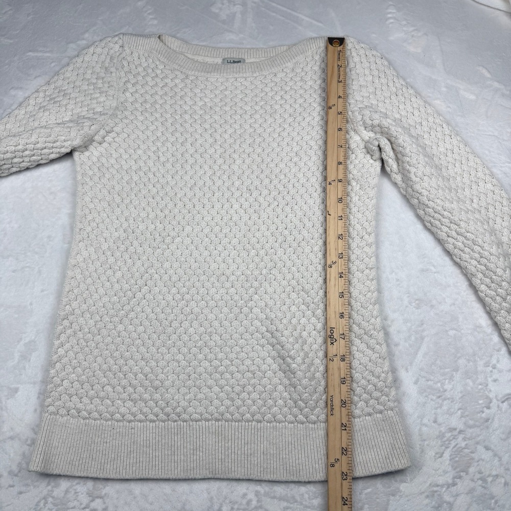 LL Bean Basketweave Knit Sweater Size S Boatneck Pullover Coastal Grandmother - Picture 5 of 10